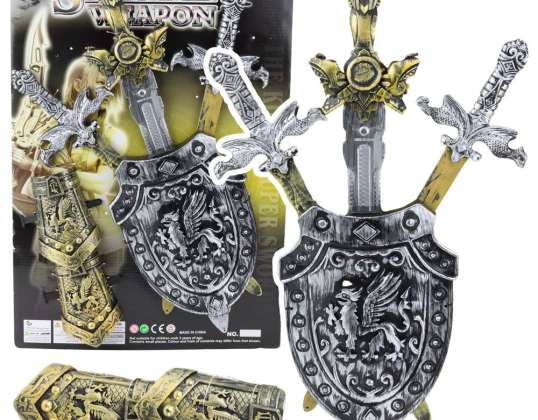 Knight Set 3 Swords Shield Protectors Realistic Ornaments