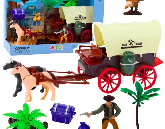 Set von Cowboy Figuren Western Wagen Pferde Cowboy Palmen