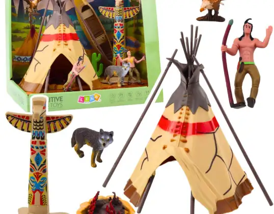 Set Indianerfiguren Dorfindianer Zelt Tipi KajakTotem