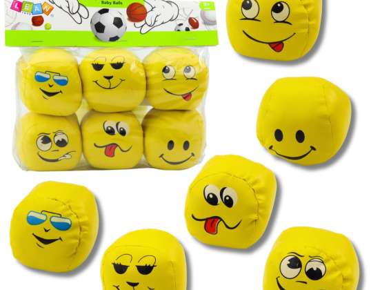 Ballons de sport souples Emotes jaune Set 6pcs 7cm