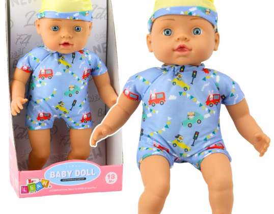 Baby Doll синій одяг з візерунками шапочка з вушками 31см