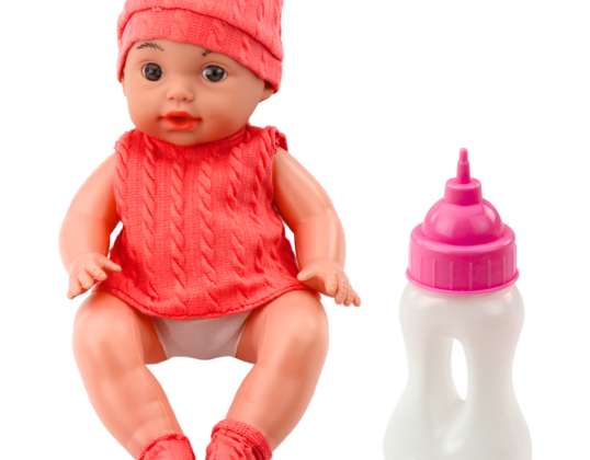 Poupée bébé avec biberon vêtements roses sons 30cm