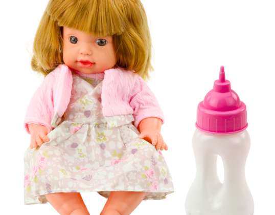 Poupée bébé avec biberon d’allaitement Robe rose poudré sons 30cm