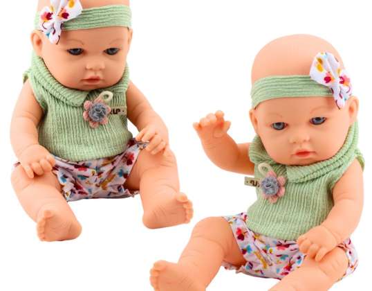 Baby doll green floral dress headband with bow
