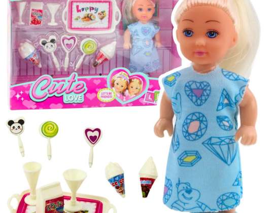 Mini poupée ensemble mignon accessoires robe bleue