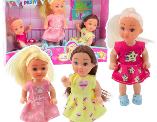 Set of 3 Mini Dolls Birthday Party Doll Birthday Dress 3 Pcs
