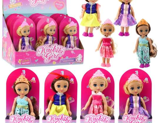 Minipuppe Prinzessin Krone verziertes Kleid 17cm Mix