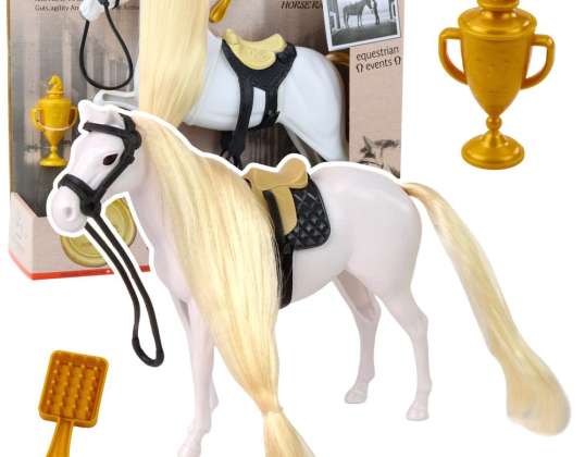 Horse With Long Mane Saddle Cup Brush Accessories White