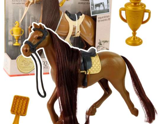Horse With Long Mane Saddle Cup Brush Accessories Brown