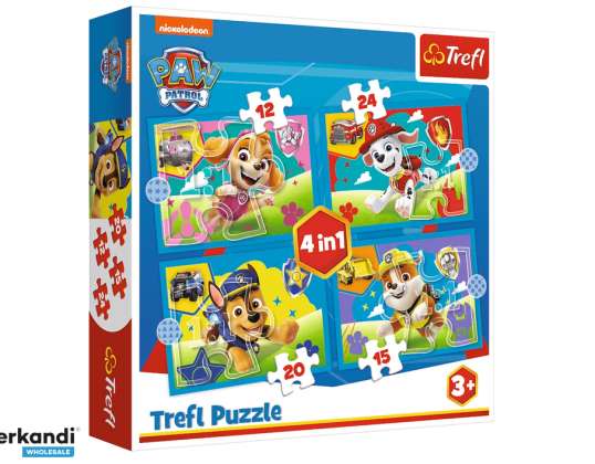 Puzzle   4w1  12. 15. 20. 24    Kiired Koerakud   Viacom PAW Patrol Trefl 34628