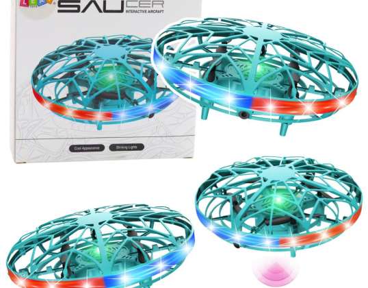 Dron UFO ar roku vadību RC LED gaismās tirkīza krāsā