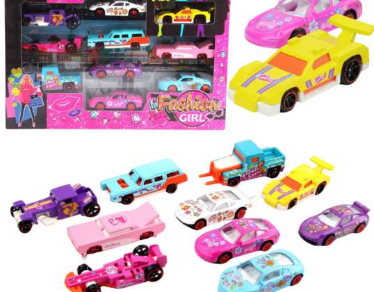 Set of Toy Cars for Girls Pink 10pcs