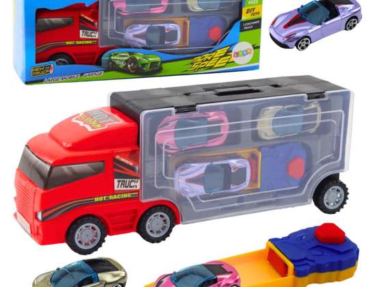 LKW mit Garage mit Autos Launcher 3 Stück Rot