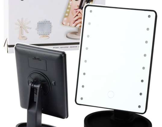 Cosmetic mirror 16 LEDs with stand adjustable black