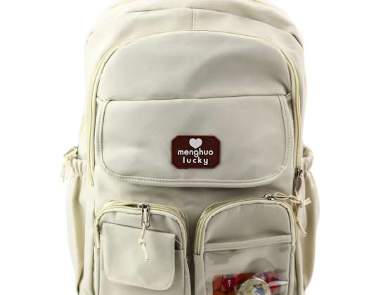 Pilsētas mugursoma Skolas Capybara atslēgu piekariņa piespraudes Beige krēms 25L 42cm