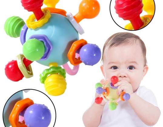 Teether Sensorisk Leketøy med Rangle for Babyer Fargerik
