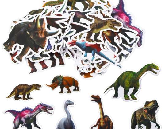 Dinosaurie klistermärke set för barn 4 7cm 50st