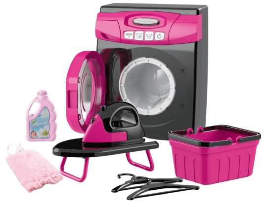 Haushaltsgeräte Set Interaktive Waschmaschinenbeleuchtung Sounds Zubehör Rosa Schwarz