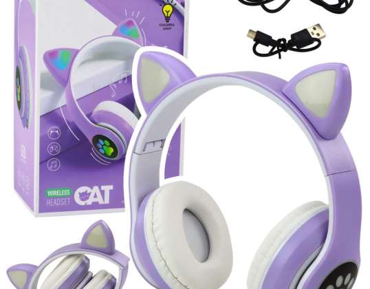 Auriculares inalámbricos para niños Bluetooth On-Ear Cat Ears Morado