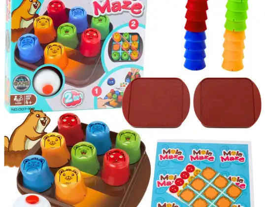 Arcade Spiel 2in1 Maulwurf Labyrinth Schnelle Körbchen Tic-Tac-Toe