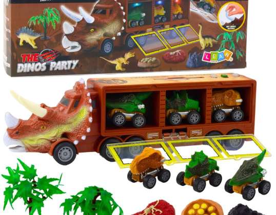 Kravas automašīna Dinozaurs Triceratops Automašīnas Dinozauru palaišanas iekārta Brūna