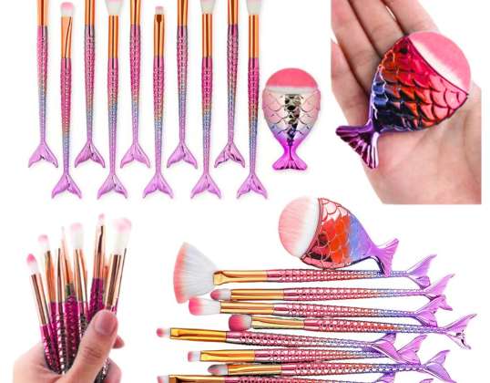NEL 25238 Meerjungfrau Schwanz Make-up Pinsel Set 11-teilig Regenbogen