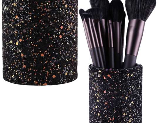 Recipiente copo para escovas e acessórios glitter preto