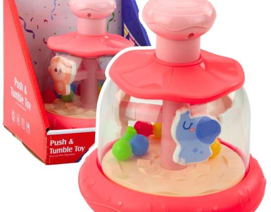 Toupie Carrousel avec des boules et des animaux Hippopotame Lion Singe Rose