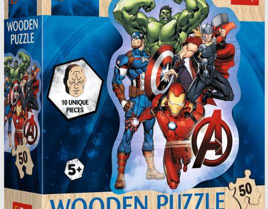Puzzle &quot;50 dřevěných obrysových puzzle&quot; Avengers Trefl Adventures 20256