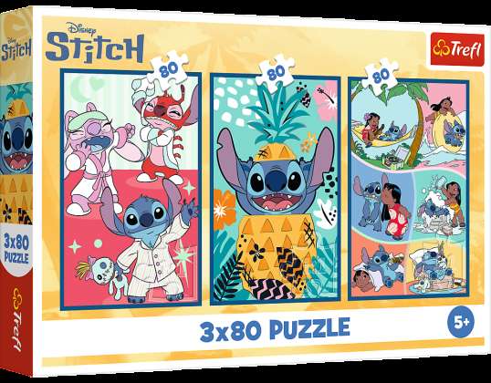 Puzzle 3x80 Stitch's Welt der Keulen 34885