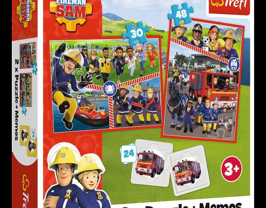 Puzzle 2in1 Memos Feuerwehrmann Team Sam Trefl 93334