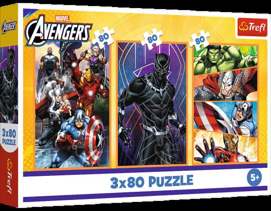 Puzzle 3x80 Actiongeladene Tage Disney Marvel Die Avengers Clubs 34883