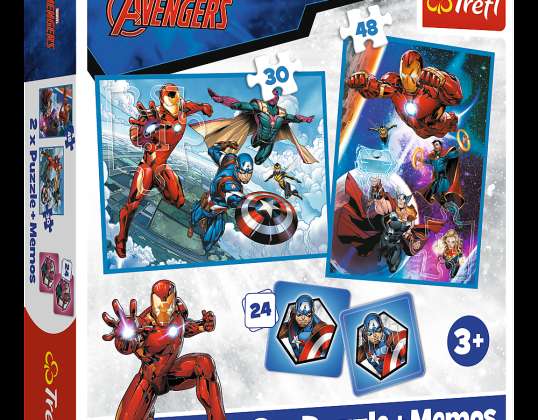 Rompecabezas 2 en 1 memos Héroes en Acción Marvel Los Vengadores Trefl 93333