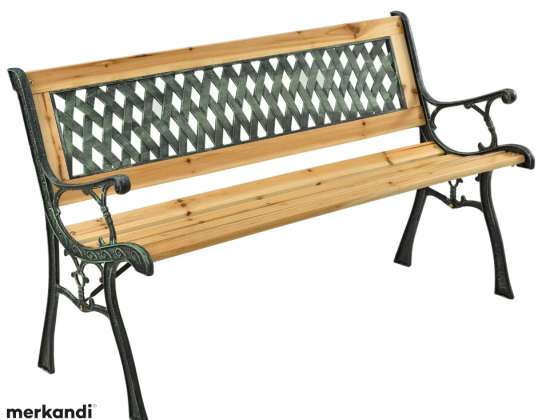 NEL 26568 TUINBANK HOUTEN METALEN BEGRAAFPLAATS PARKBANK MET RUGLEUNING