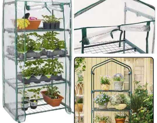 Mini Garden Balcony Greenhouse 4 Metal Shelves PVC Foil 69 x 49 x 157cm