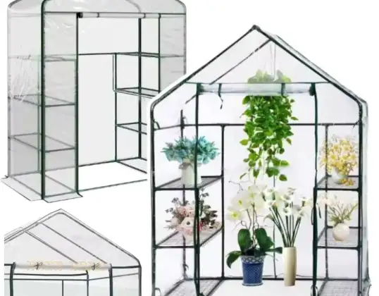 Mini Garden Balcony Greenhouse 4 Metal Shelves PVC Foil 195 x 143 x 73cm