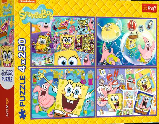 Rompecabezas 4x250 El Loco Mundo de los Clubes de Bob Esponja 13342