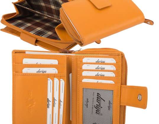 RFID Protection Damenbörse mit RV Münzfach, 13 Kartenfächer - Rind Nappa Leder - orange