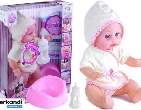 Baby Dukke I Badekåpe Flaske Potte Pampers Spill