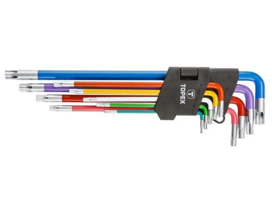 Torx-Schlüssel. Bunt. Set mit 9 Stück.