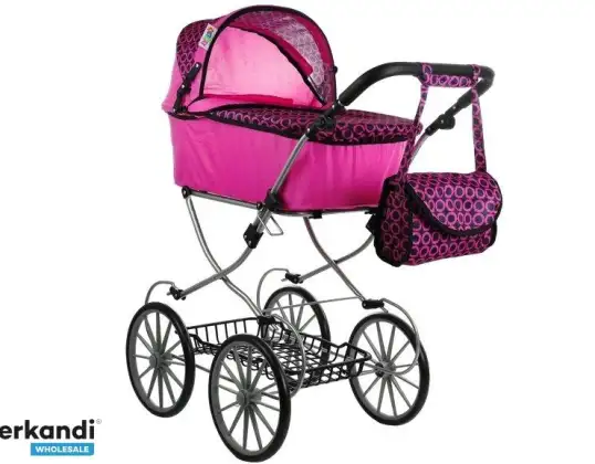 Alice Retro Puppenkinderwagen. Groß. Tief. Tasche