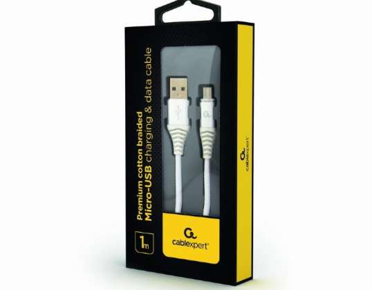 KaapeliXpert Micro-USB latauskaapeli 1m hopea/valkoinen CC-USB2B-AMmBM-1M-BW2