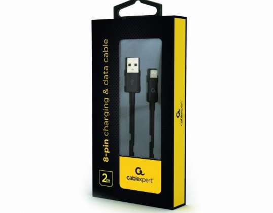 KabloXpert 8 Pimli şarj ve veri kablosu 2 m Siyah CC-USB2P-AMLM-2M