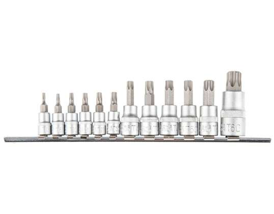 Torx bitu komplekts 1/4, 3/8, 1/2"; 12 gab.