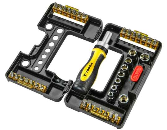 Screwdriver bits and sockets with holder. 38 pcs.