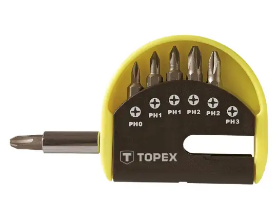 TOP 39D350 Schrauberbits mit Halter. Satz von 7 Stück