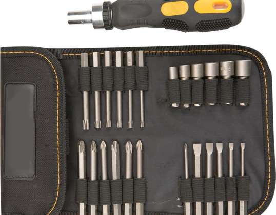 Schraubendreher-Bits und Aufsätze mit Halter. Set 26 Stück.