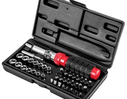 Screwdriver bits and sockets with holder. set of 40 pcs.