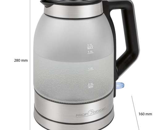 ProfiCook Glas Wasserkocher 1 7l PC WKS 1215