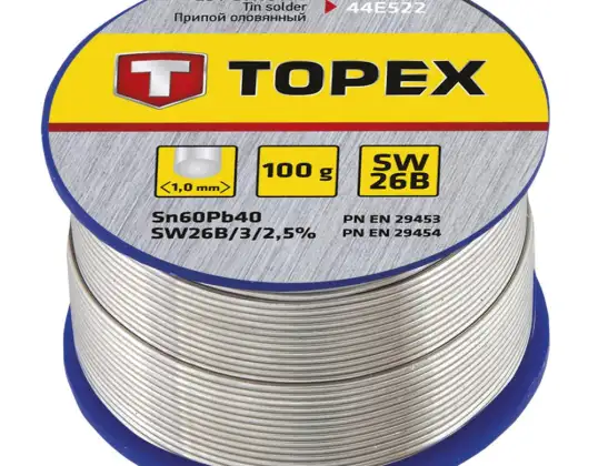 TOP 44E522 Soudure à l’étain 60 Sn. Fil 1,0 mm. 100 g